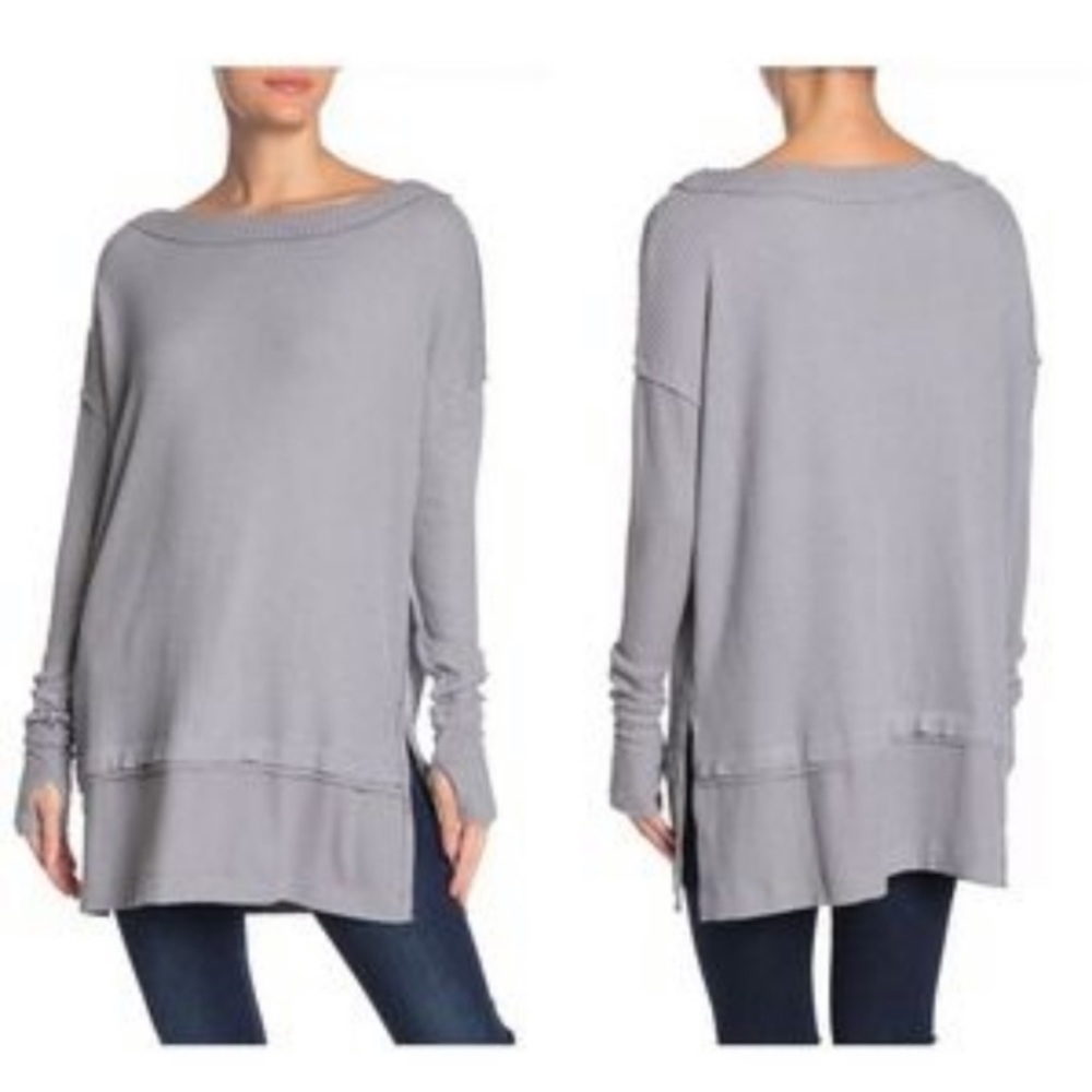 NWT Free People Grey North Thermal long sleeve top